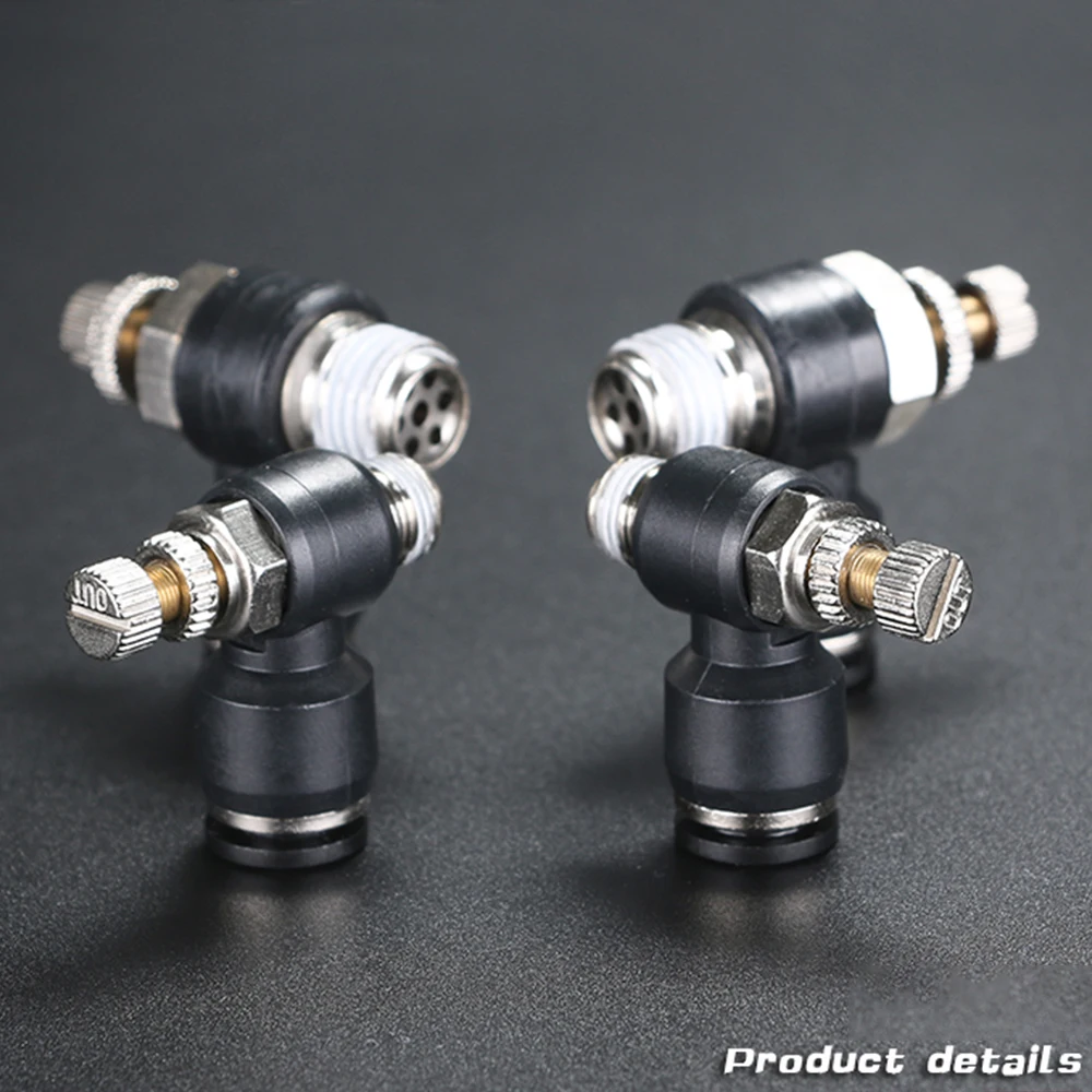 

SL black pneumatic quick connector hose connector 4 6 8 10 12mm M5" 1/8" 1/4" 3/8" 1/2 air speed control valve accelerator valve