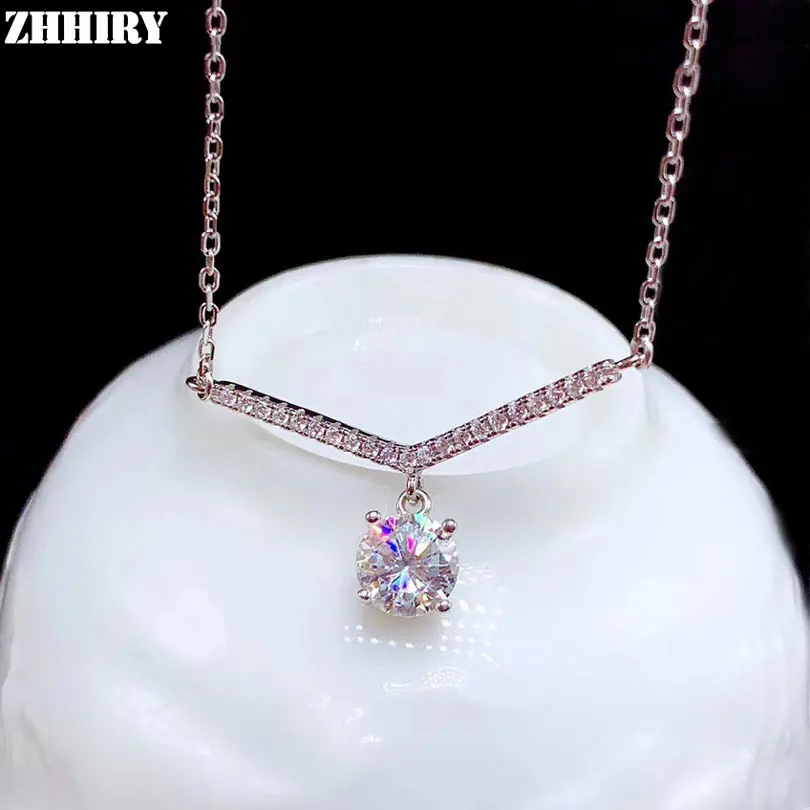 

ZHHIRY настоящий Муассанит ожерелье кулон 925 стерлингового серебра Подвески 1ct 6,5 мм * 6,5 мм D VVS Цвет драгоценный камень, хорошее ювелирное издел...