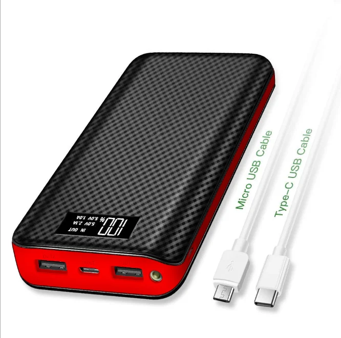 red 20000mAh Xiao mi type-c Usb 2 QI 30000 мАч Внешний аккумулятор водонепроницаемый аккумулятор портативный внешний аккумулятор для Xiaomi mi Iphone повербанк - Цвет: red 20000mAh
