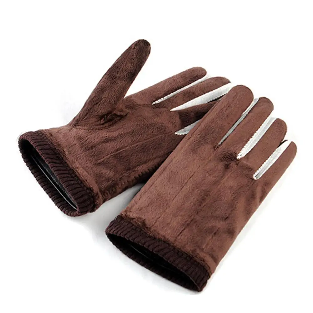 Женские кожаные перчатки осенне-зимние теплые для сенсорных экранов вождения