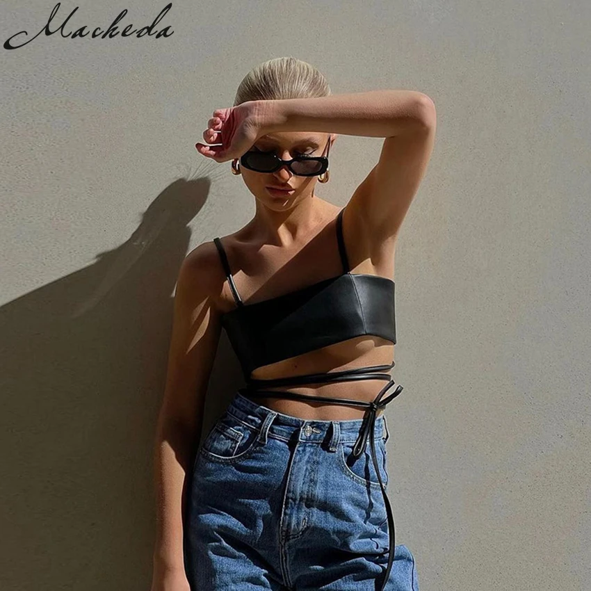 

Macheda summer new black personality small condole belt punk girl sexy tie belt condole belt vest slim show thin waist vest tide