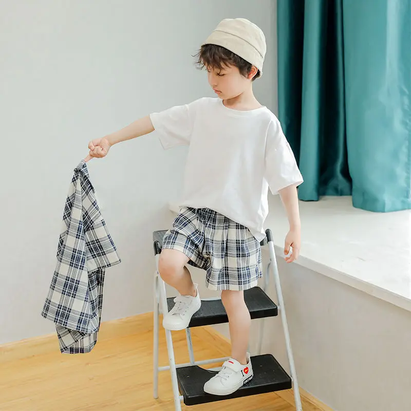 

Baby Boys Clothes Sets Summer Fashion Children Kids Palid Top and Shorts Outfits Korean Style Child Toddler Cotton Clothing Suit