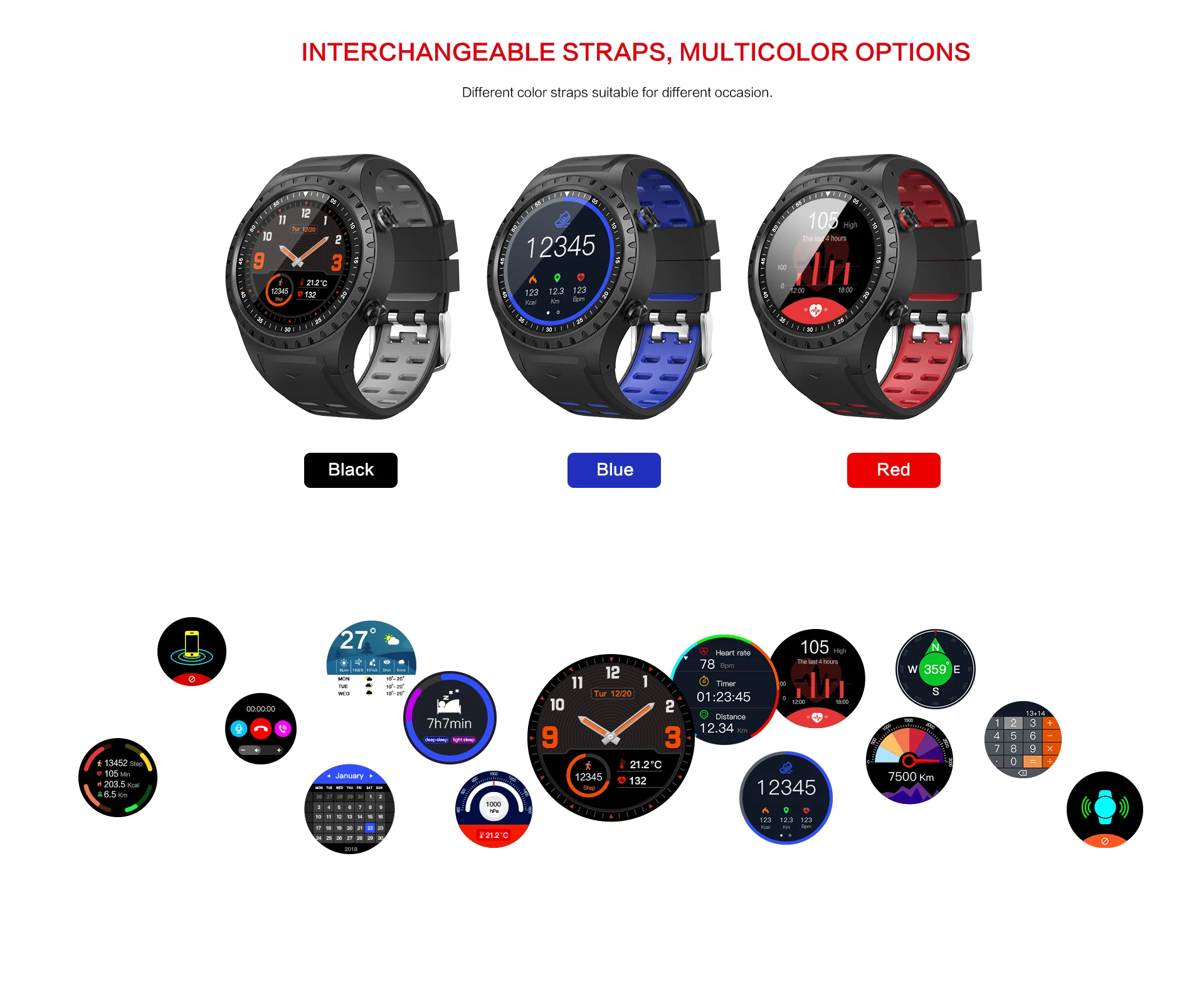 Torntisc Полный Круглый экран 1,3 дюймов M1 Смарт часы gps Android компас с Bluetooth барометр дисплей погоды спортивные умные часы для мужчин