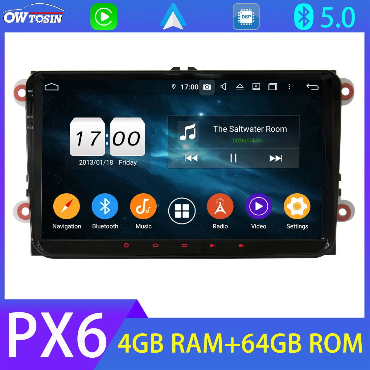 Фото Автомагнитола PX6 4 + 64 ГБ Android 10 для VW T5 Vento Magotan Sharan Jetta Vl V Golf MK5 MK6 Plus Parrot BT GPS навигация