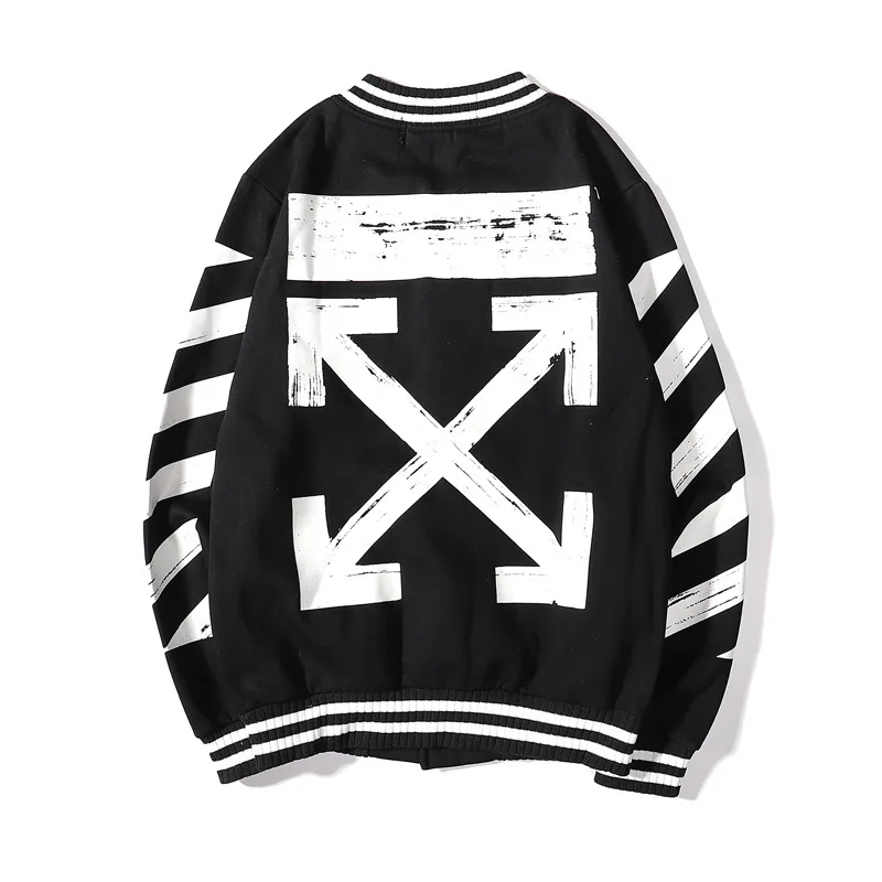 

Off white tide brand retro personality striped oil painting arrow jacket jacket male youth trend baseball uniform