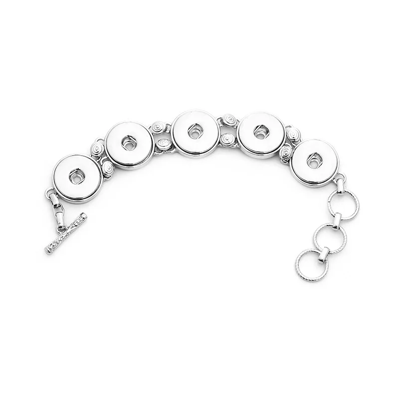 

10pcs New Snap Button Bracelet Antique Silver color Chains 18MM Snap Bracelet Bangles Adjustable Size Bracelet Jewelry