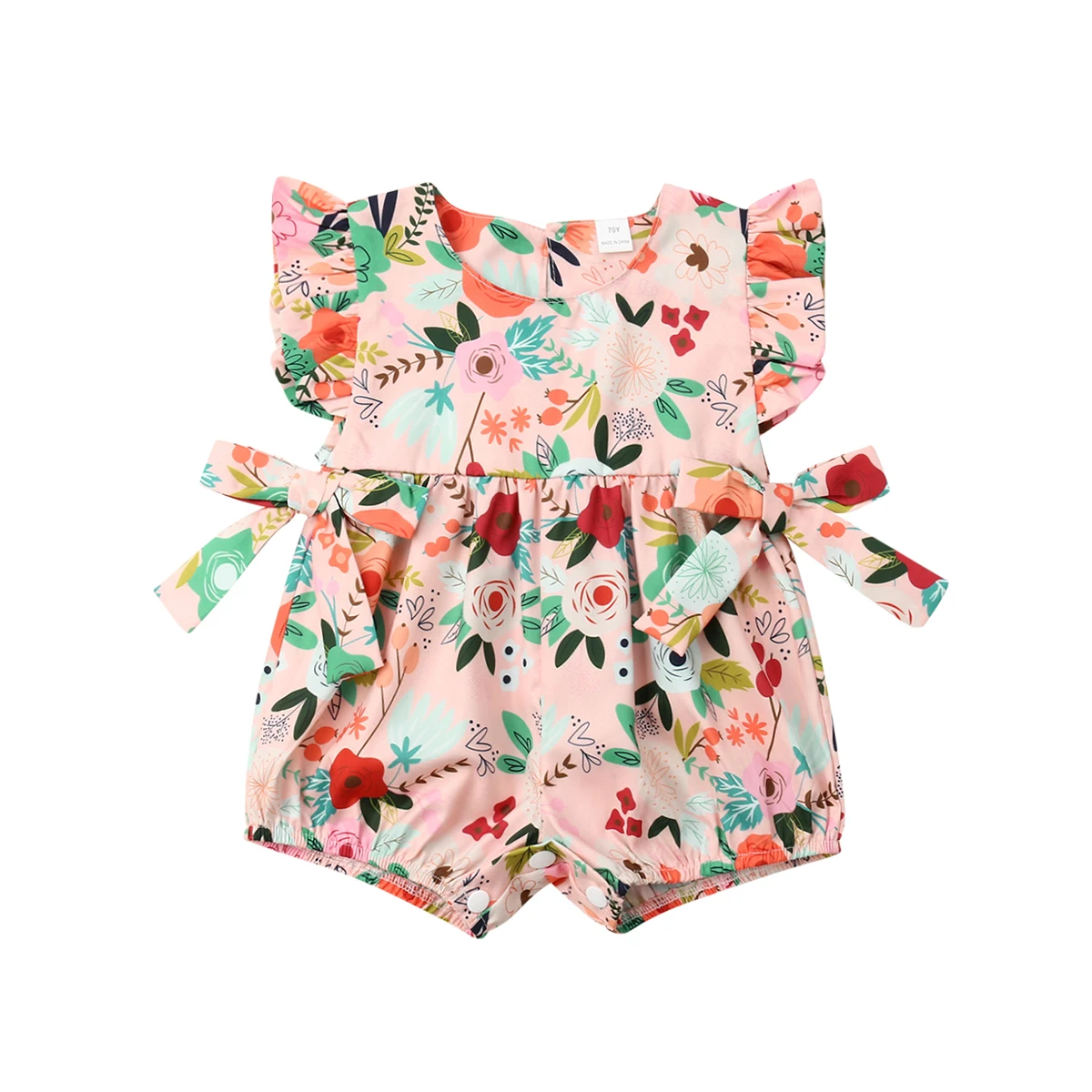

Infant Newborn Baby Flower Ruffle Romper Girls Printing Floral Short Sleeve Bowknot Jumpsuit Outfits Sunsuit Baby Girl Clothes