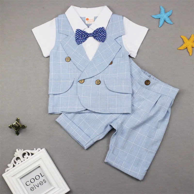 

Kiddiezoom Fashion Summer Infant Clothing Set Kids Baby Boy Suit Gentleman Wedding Formal Shirt Pant Clothes Sets