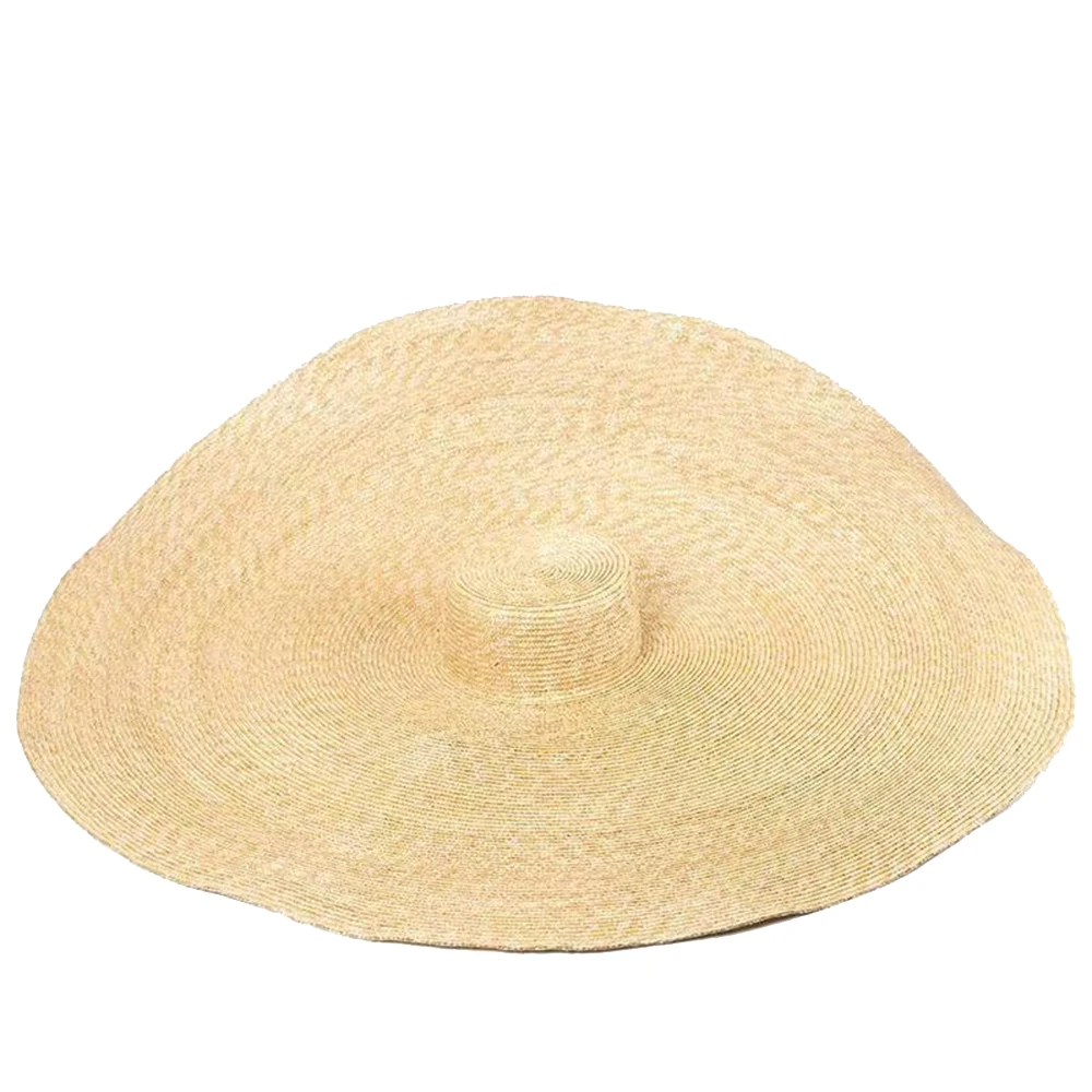 

80cm Women Oversized Collapsible Sunshade Beach Hat Large Sun Hat Beach Protection Foldable Straw Cap Cover Holiday Vacation Hat