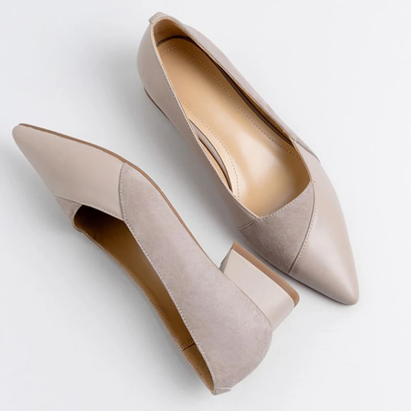 Женские туфли на низком каблуке из натуральной коровьей кожи Новинка сезон весна