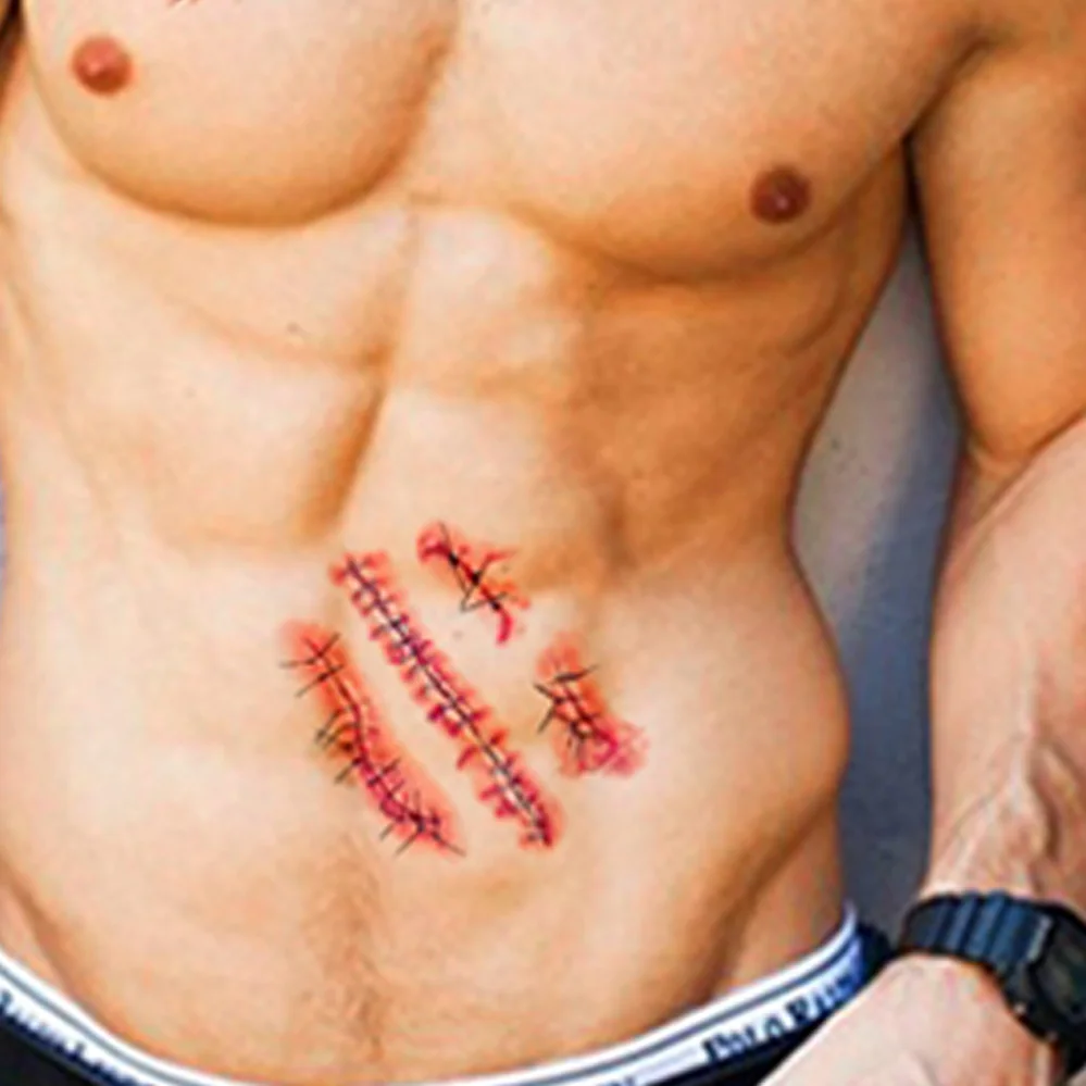 Горячая Распродажа тату для Хэллоуина Зомби Шрамы Татуировки с поддельной