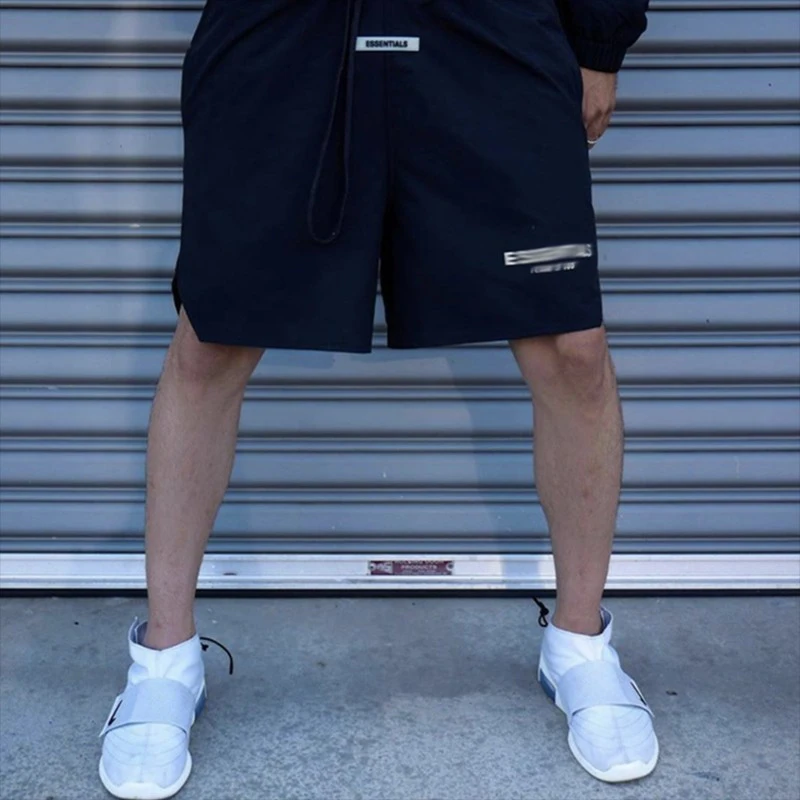 

New Sports Fitness Shorts Men's And Women Nylon Rreflective High Street Shorts Men's Double Casual Capris Summer Shorts Women