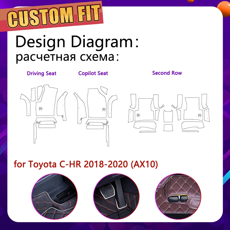 Кожаные автомобильные коврики на заказ для Toyota C HR AX10 AX 10 2018 2019 2020 CHR CH R 5 мест