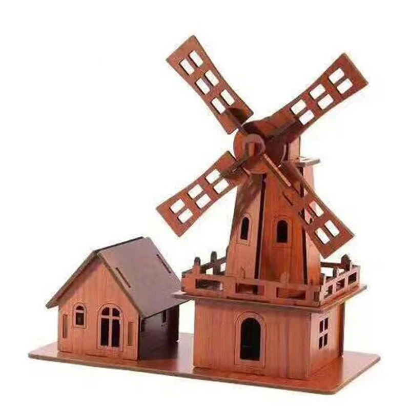 

1 комплект, Голландская ветряная мельница, 3D деревянная модель, детская трехмерная головоломка, обучающие игрушки для мальчиков и девочек, и...