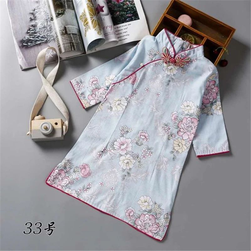 Китайский стиль Детский костюм Чонсам для девочек детские костюмы на весну и