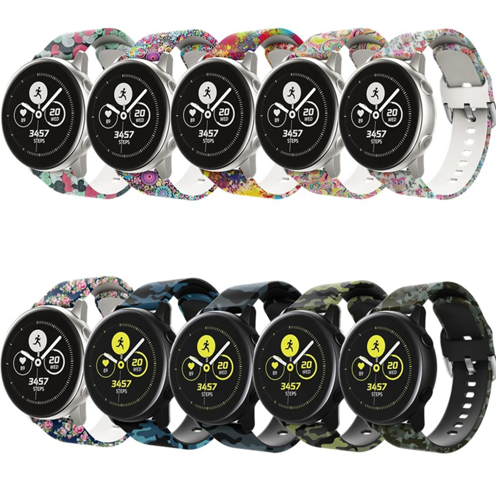 

20mm Printing Silicone Band Strap for Samsung Galaxy Watch Active 42mm Gear Sport S2 Active2 Huami Amazfit GTS Watchband