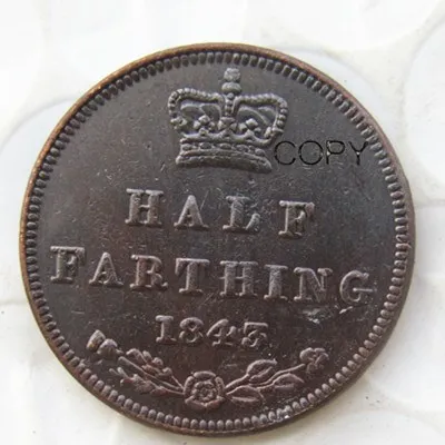 1843 Великобритания/Ceylon Victoria наполовину Farthing копия монет