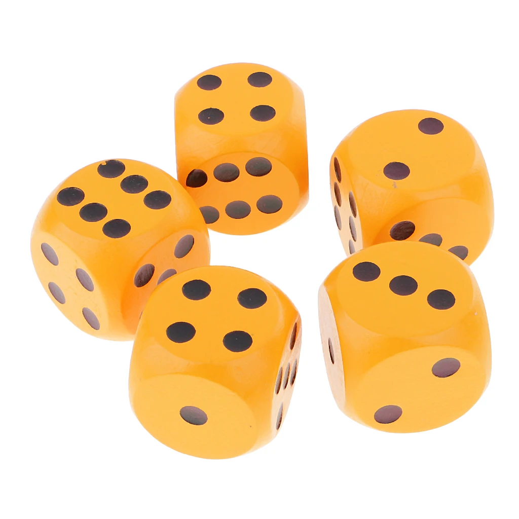

5Pcs Wooden Dice D6 Dotted 3cm For D&D RPG Game Player