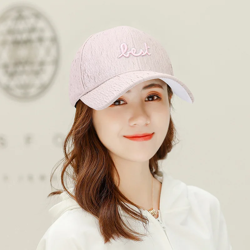 

New women four seasons hat letters embroidered six pieces baseball cap outdoor shade breathable adjustable fashion sports cap