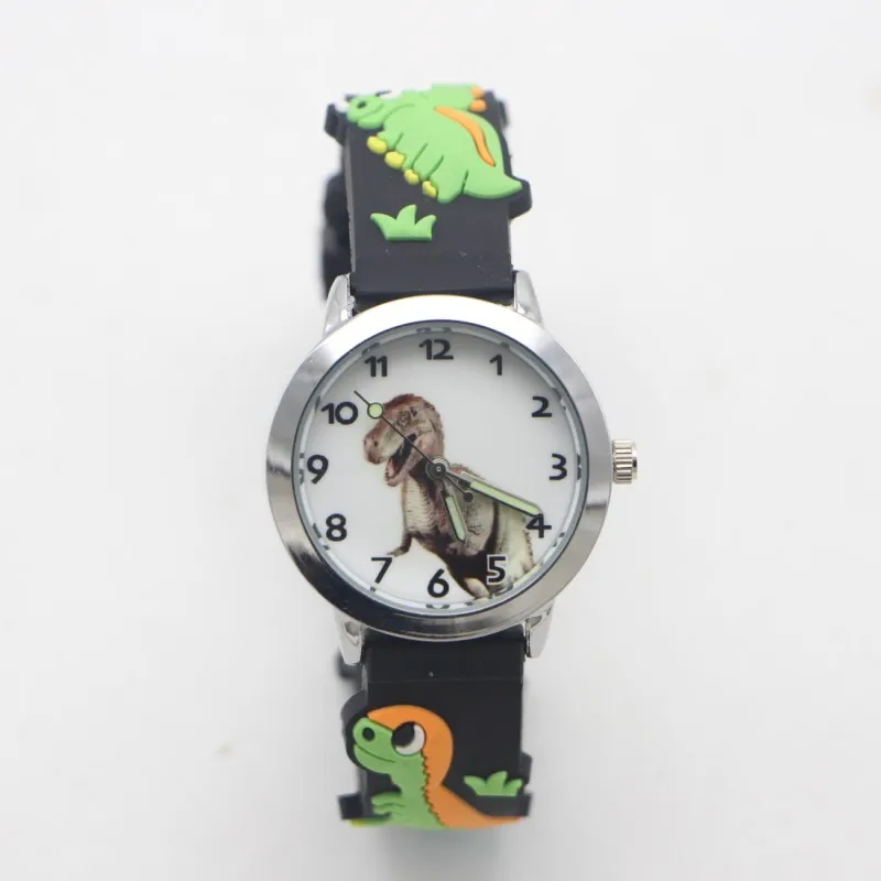 Новое поступление, модные детские часы с 3D рисунком динозавра из силикона, кварцевые наручные часы для детей, девочек, мальчиков, студентов