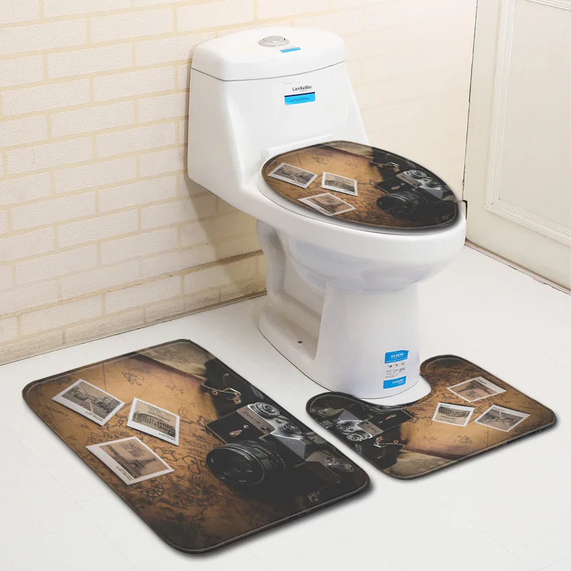 3 шт./компл. коврик для ванной с розами нескользящий унитаза накидки сиденья