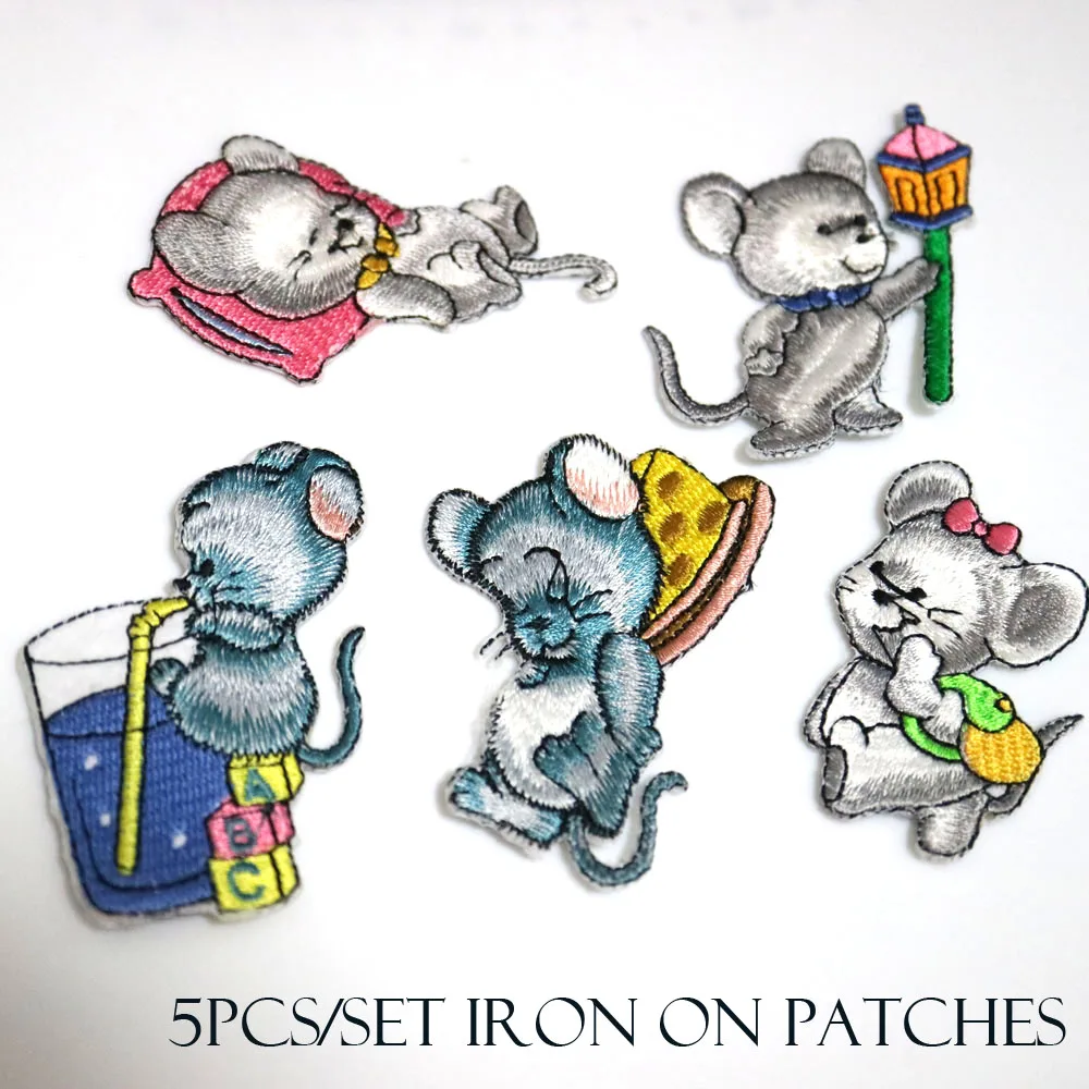 5 шт./лот нашивки для одежды с утюгом и мышью милая наклейка в форме животных