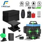 Лазерный уровень, 16 линий, 4D, самонивелирующийся, 360 градусов, горизонтальный и вертикальный крест, супермощный зеленый лазерный уровень с европейской вилкой