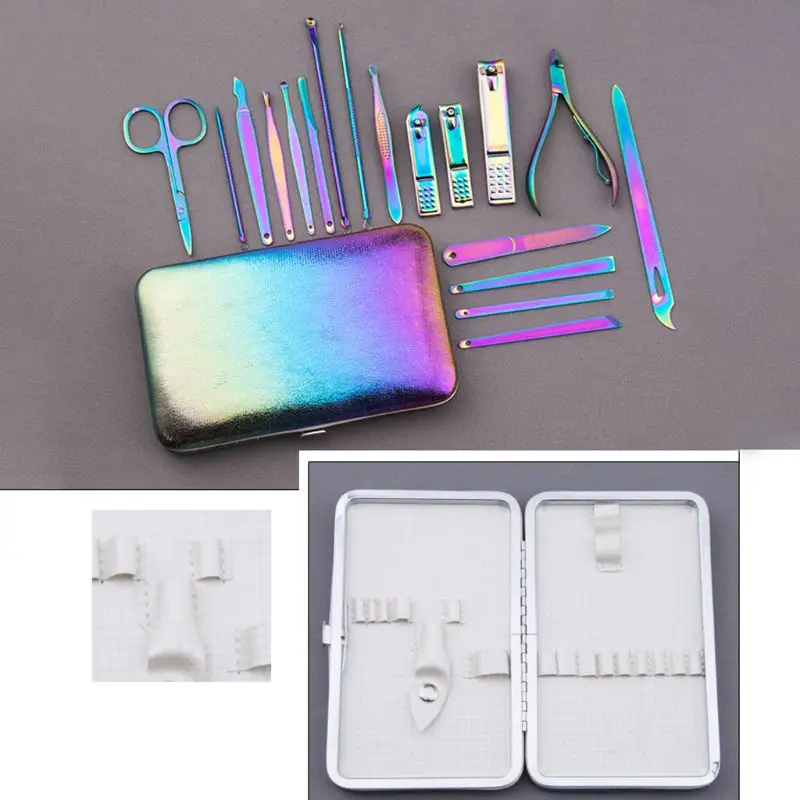 

18Pcs/set Manicure Pedicure Nail Tools Stainless Steel Nail Clipper Cutter Trimmer Scissor Tweezers Knife Ear Pick Grooming R3MF