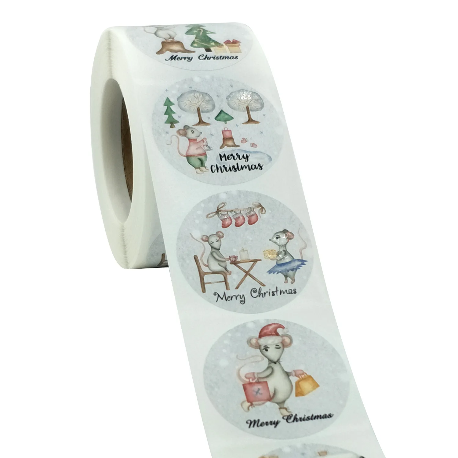 

Merry Christmas Label Stickers Round Stickers Self-Adhesive Holiday Roll Stickers Party Couple Present Envelope Seals Supplies