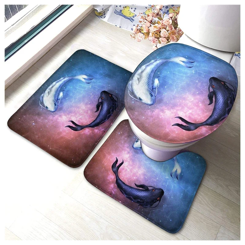 

Carpet mat 3 pieces non-slip bathroom rug coarse pile shower mat washing machine can be washed for living room office home