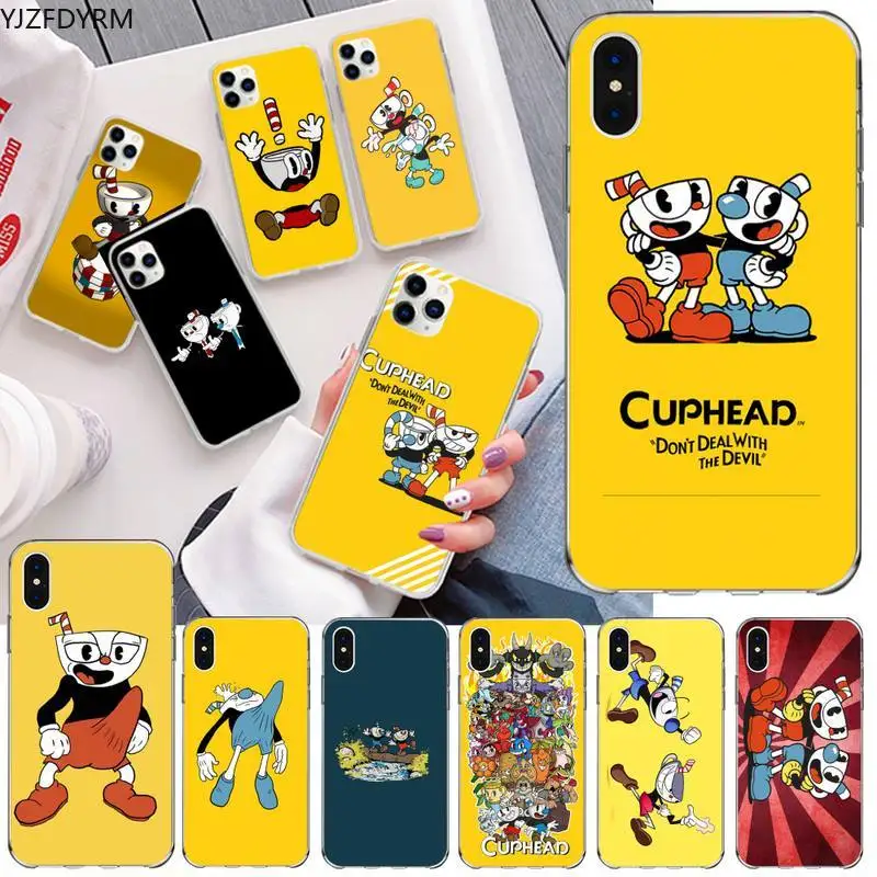cuphead silicone black phone case for iphone 11 pro xs max 8 7 6 6s plus x 5s se 2020 xr cover free global shipping