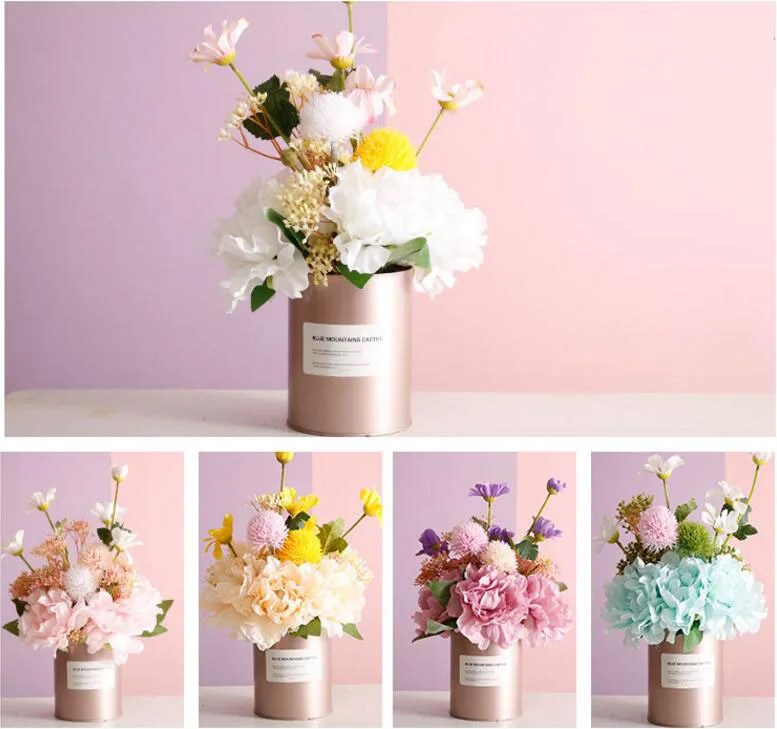 Современная железная ваза + искусственный цветочный набор статуэтки поделки