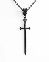 black metal medieval sword dagger charm necklace pendant amulet vampire occult goth gothic
