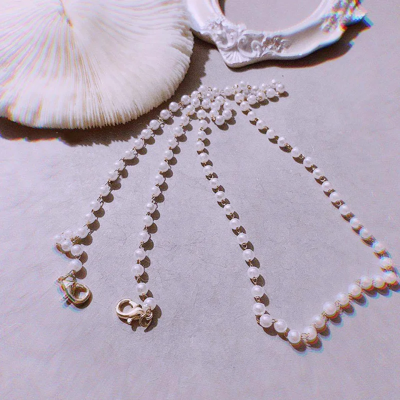 Металлическая цепочка для очков нескользящий держатель с имитацией жемчуга