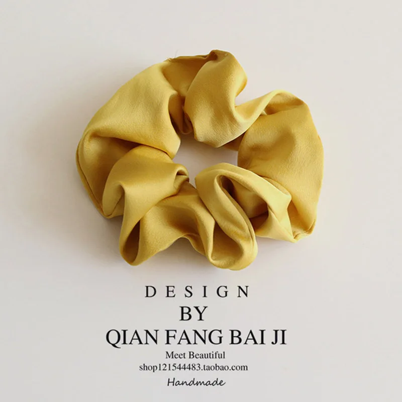 

2021 New Silk Fabric Tie Hair Ring For Women Solid Color Horsetail Large Intestine Elastic Hair Band Girls Gift Hair Accessories