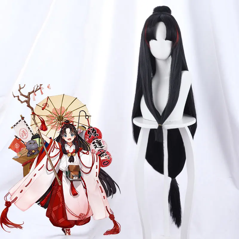 Женский длинный прямой парик Netease Games Onmyoji Master Knot God черный красный для косплея |