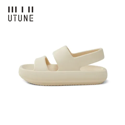 UTUNE Sandálias femininas de verão, sapatos de plataforma, praia, fora de EVA, chinelos masculinos, sola grossa e macia, antiderrapante, tamanho grande 42 43