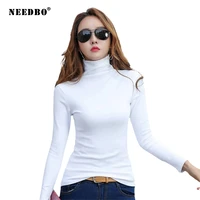 needbo womens sweater turtleneck long sleeves pullover sweater sexy elastic bodycon pull solid femme sweaters women top 2021