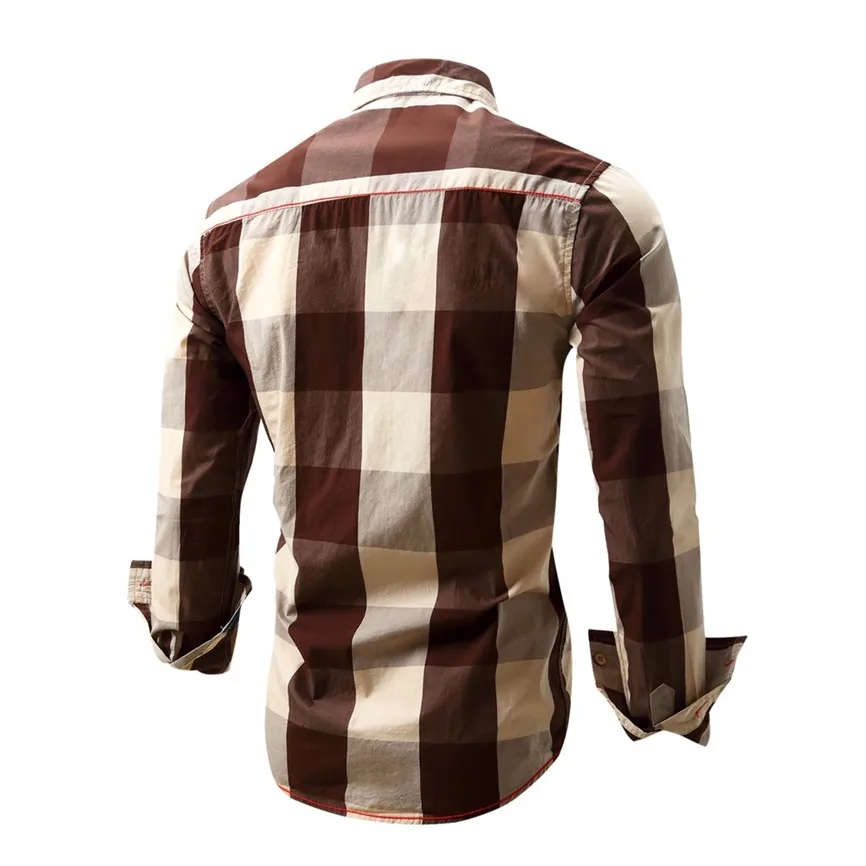 Men's Checked Shirt Long Sleeve Non-Iron Casual Blouse Cotton Slim Fit Plaid Top Mens Shirts High Quality Clothing | Мужская одежда