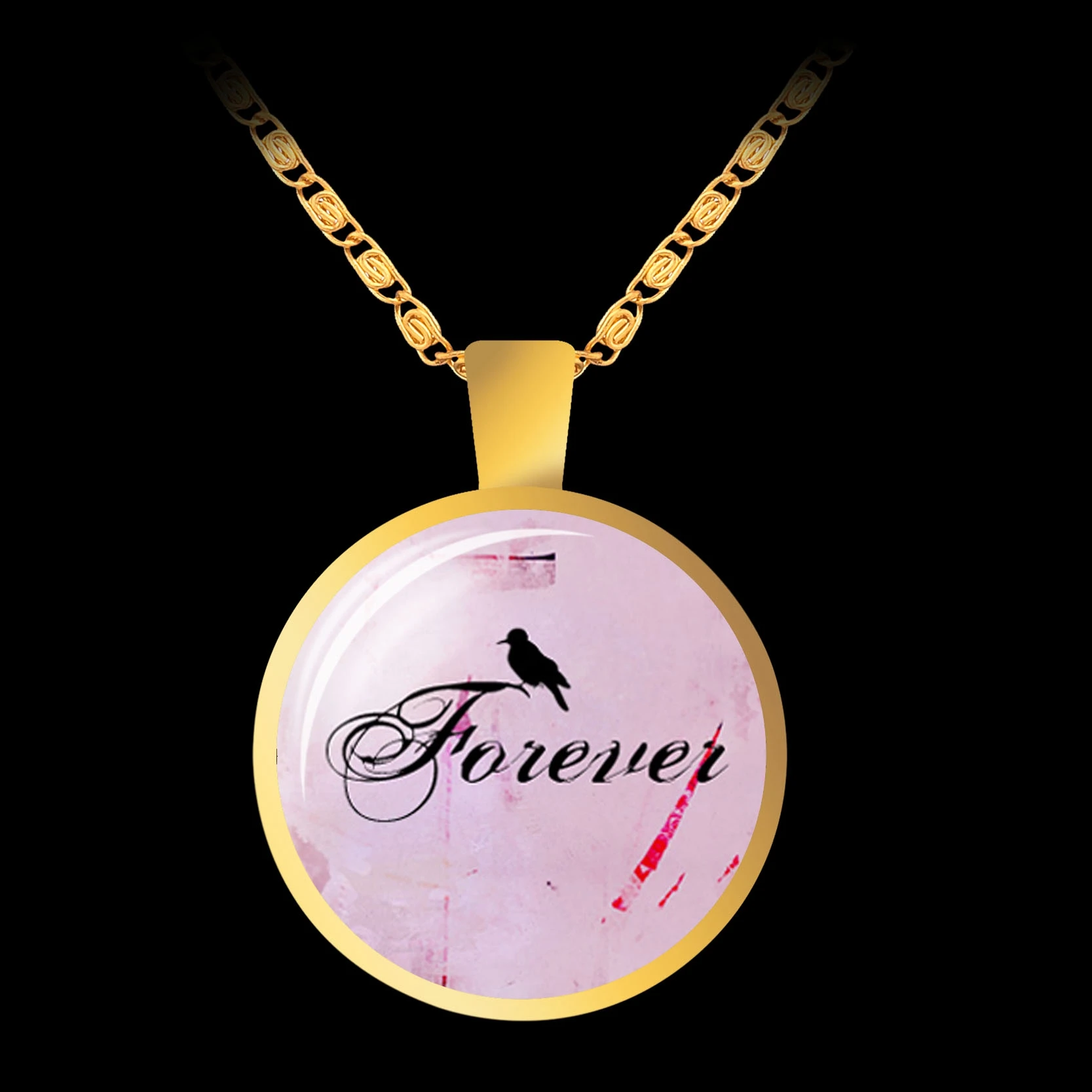 Joyful художника моды Цитата Письмо Золото Цвет Ожерелье стеклянный купол кулон