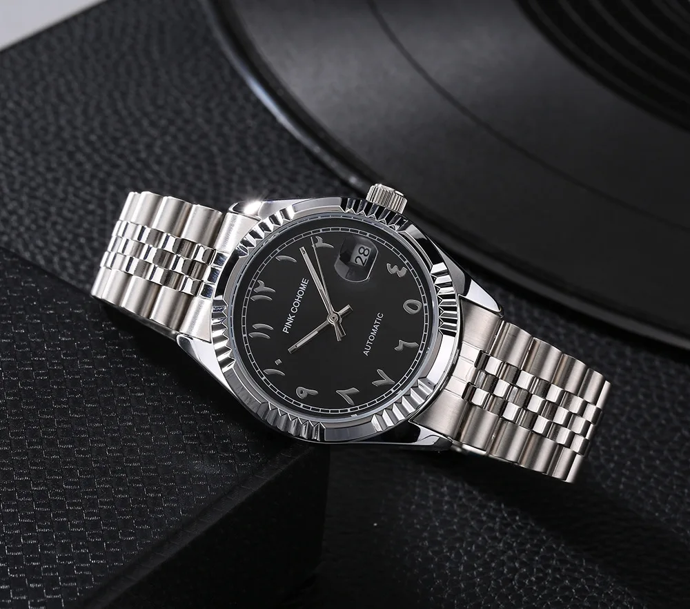 

Men's Watch New Fashion Business Watch Alloy Steel Band Watch Men's Mechanical Watch Automatic Calendar Waterproof Watch