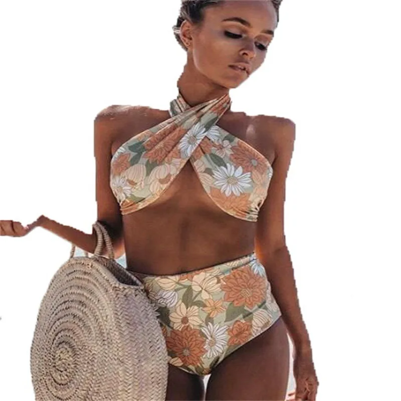 

New Swimming Suit for Women Solid Color Breathable Brazilian Bikini High Waist Bathing Suit Two Pieces Famale Sexy Beach Wear