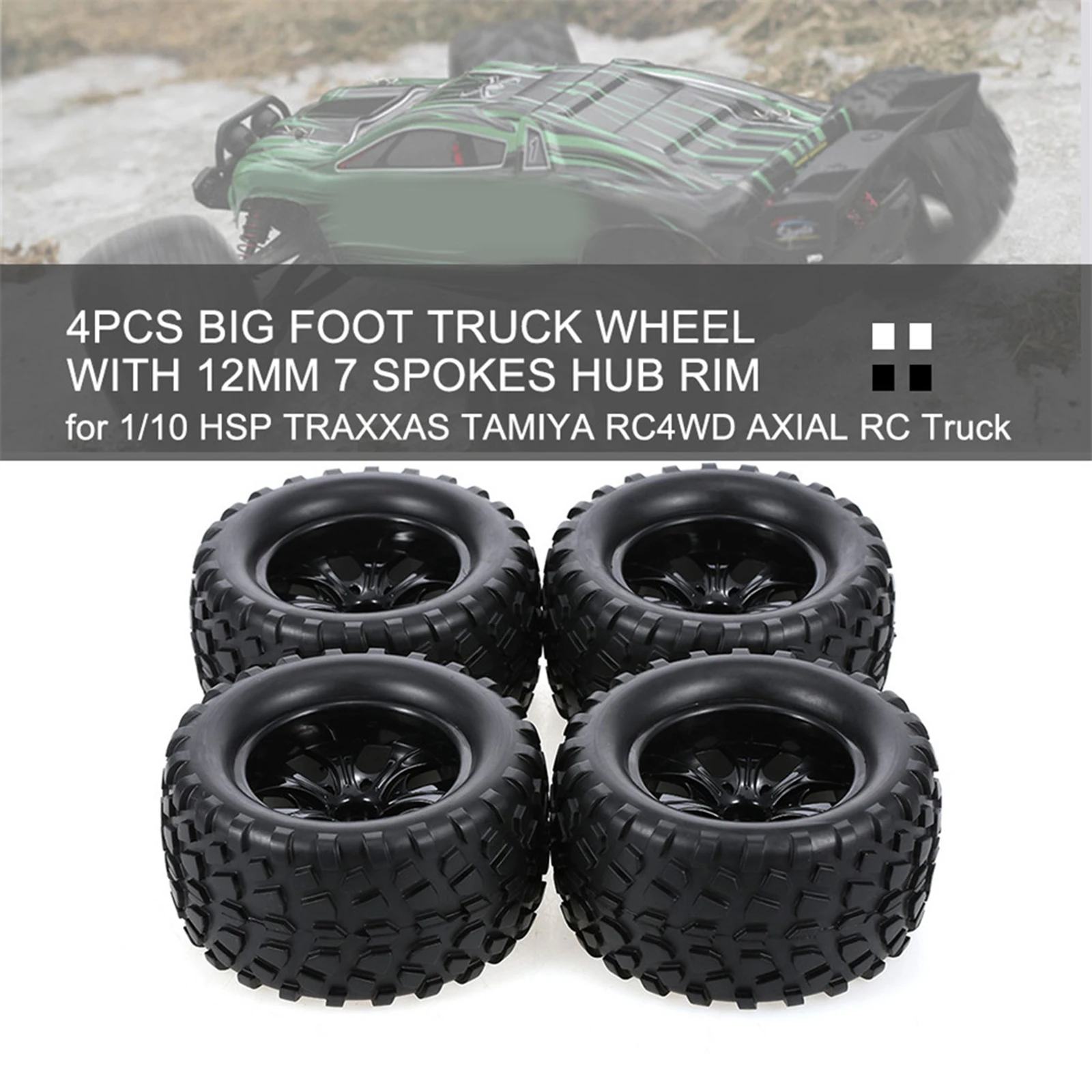 

Pack of 4 1/10 RC Car Wheel Rims Tires RC on-Road Racing RC Car Accessory