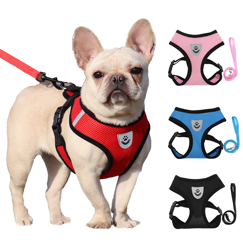 

Breathable Small Dog Pet Harness and Leash Set Puppy Cat Vest Harness Collar For Chihuahua Pug Bulldog Cat arnes perro