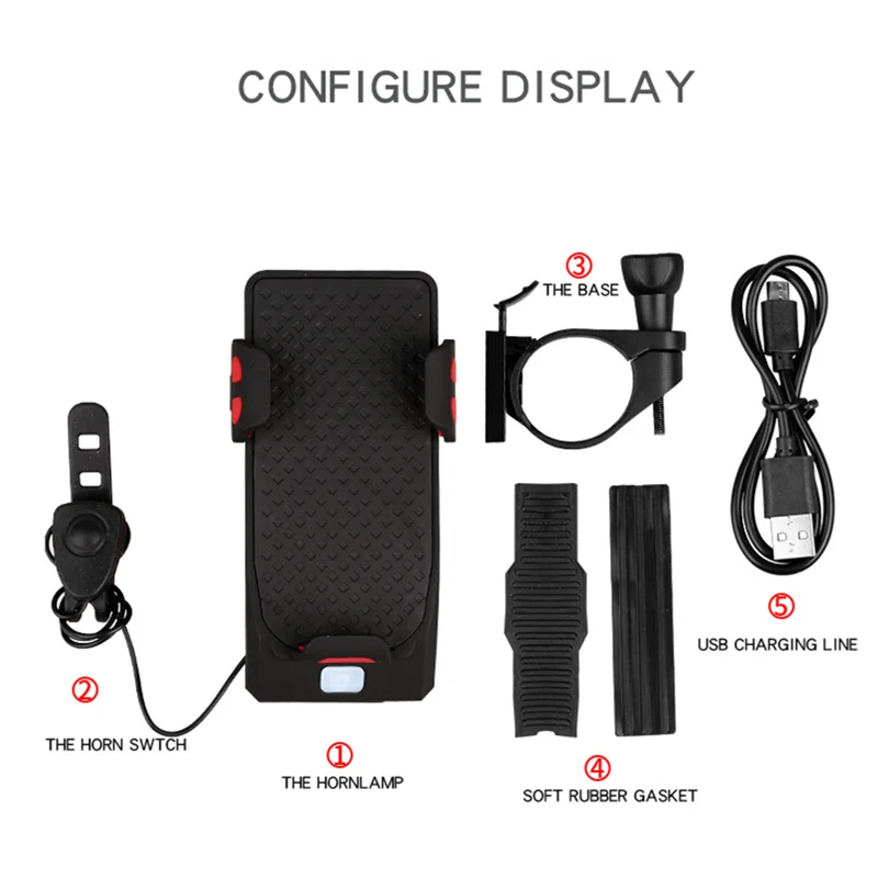 

BIKEBOY Multi-function Bicycle Light USB Recharge LED Bike Head Lamp bicycle Horn Phone Holder Powerbank 4 in 1 Waterproof