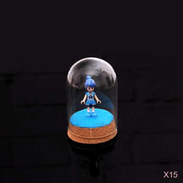 

15x Mini Clear Glass Dome Shade Cover Case With Wooden Cork Home Study Room Decor Wedding Centerpieces Table Decor