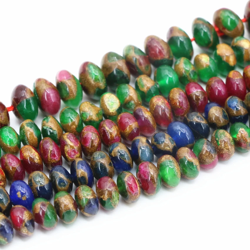 

Разноцветные Бусины из золотистого песка для изготовления ювелирных изделий Abacus Rondelle, бусины россыпью Diy, браслет, ожерелье 4x6 5x8 7x10 мм 15 дюйм...