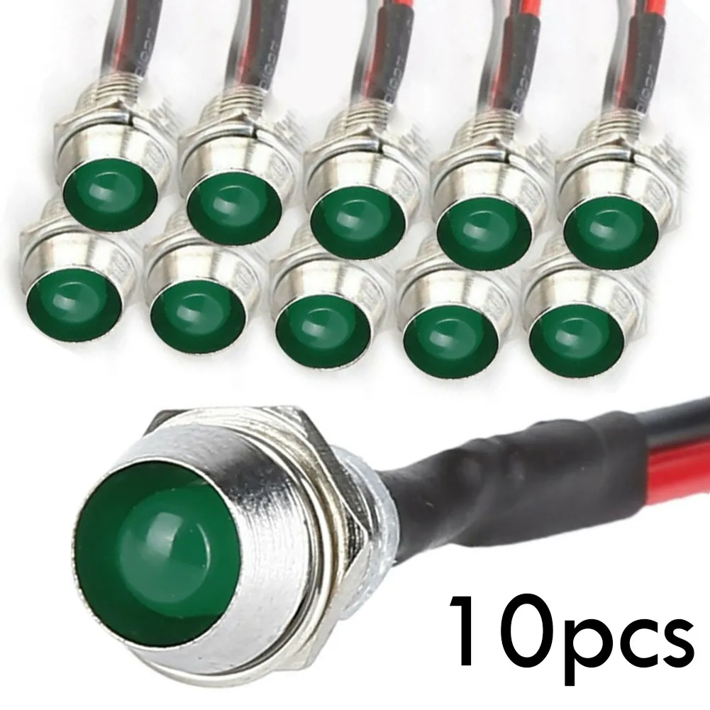 

Waterproof LED Indicator Light 10 Pcs Green IP65 Lamp Pilot Dash Panel