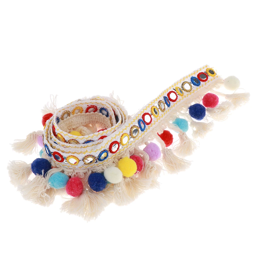 

1 Yard Pompom Ball Fringe Tassels Braid Jacquard Ribbon Sewing Ornaments