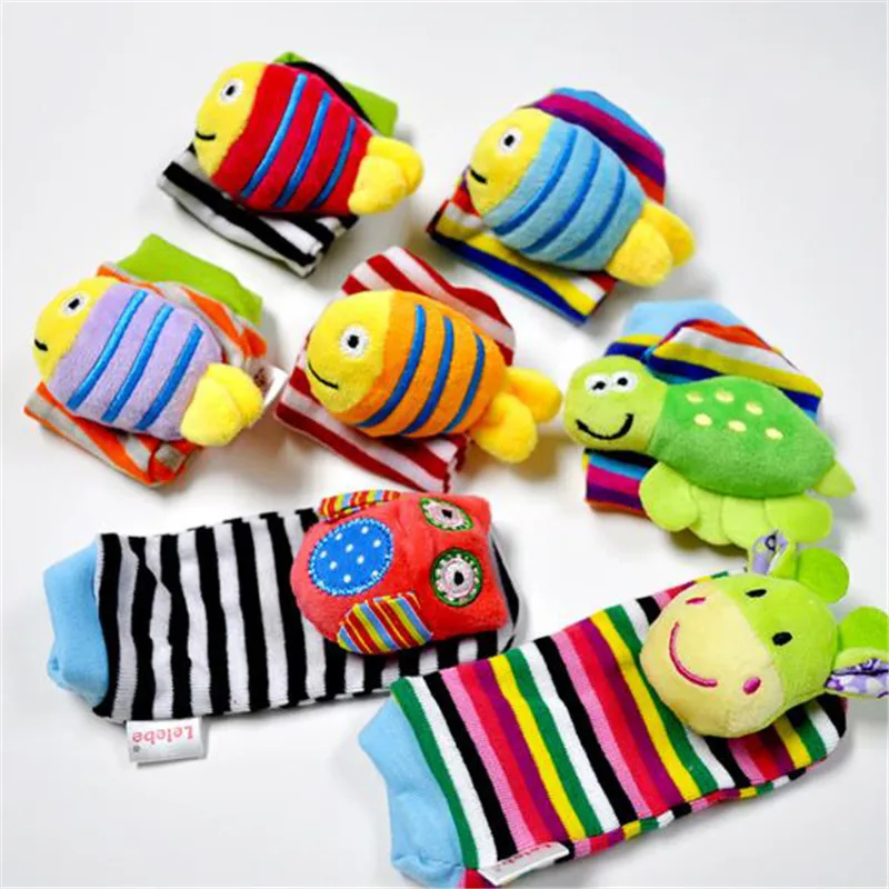 

1pc Lovely Baby Kids Rattles Toys Cartoon Animal Socks Wrist Strap With Rattle Baby Foot Socks Bug Wrist Straps
